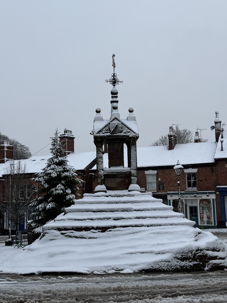 The Cross in Lymm, under snow