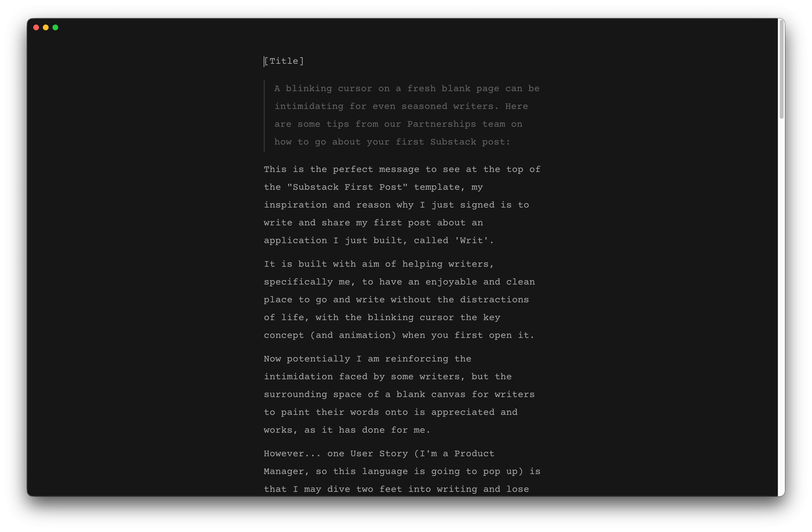 Writ writing app